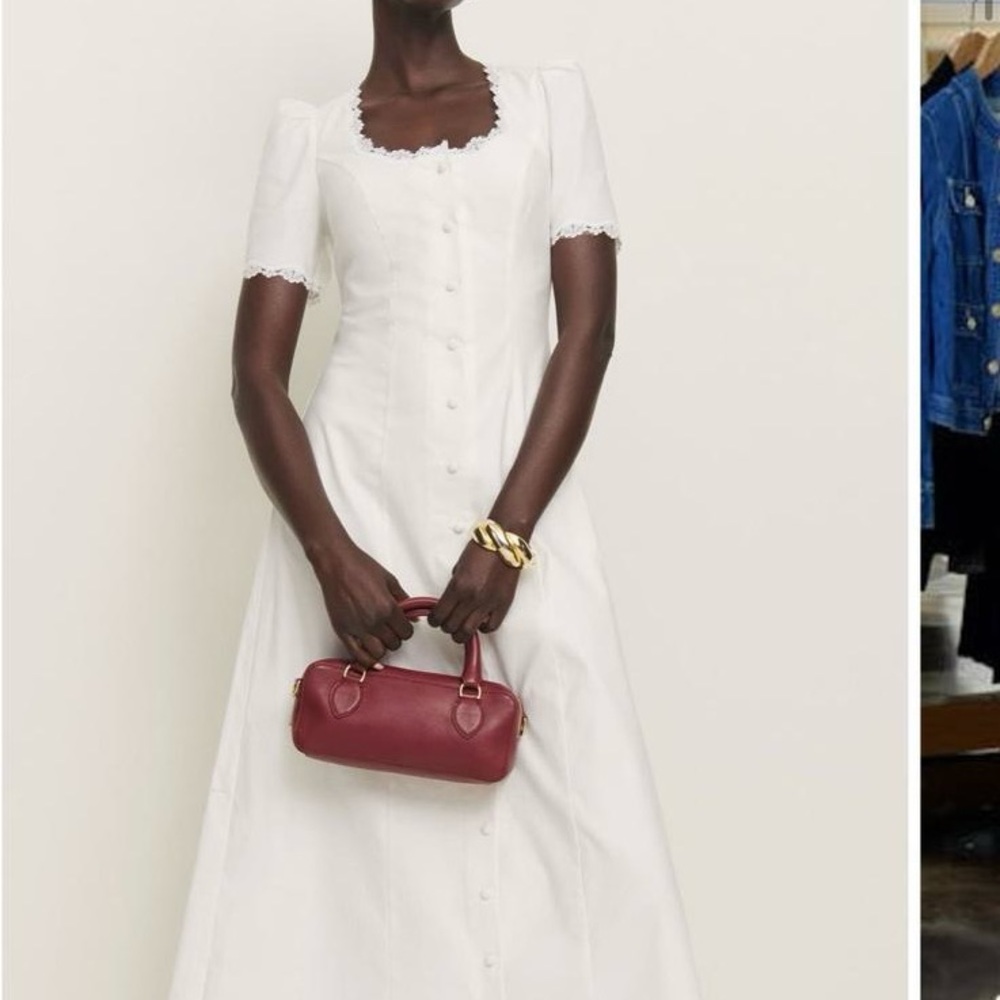 Reformation Alida Organic Cotton White Midi Dress with Button Detail - Picture 2 of 5